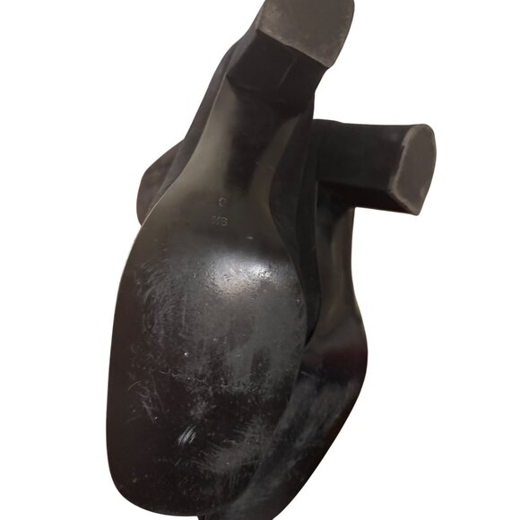 Crown Europa Navy Knee-High Suede Boots With Embroidered Detail Block Heel - Picture 10 of 12